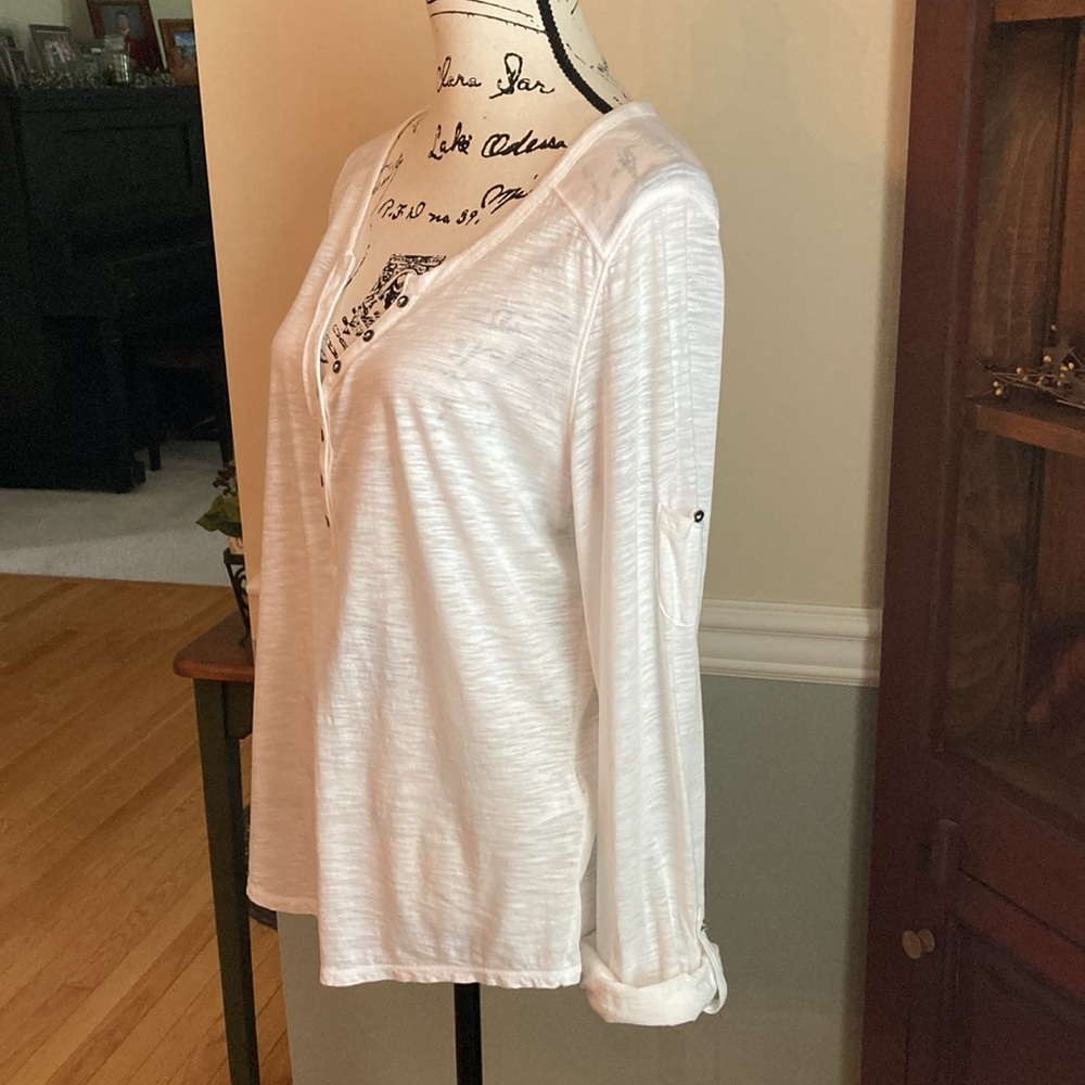Lucky Brand White Long Sleeve Women's Top - Picture 2 of 7